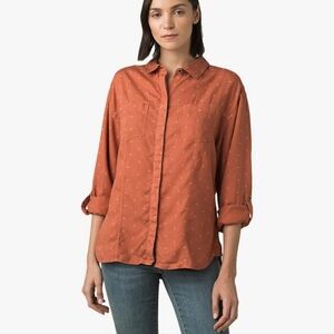 Prana Womens Button-Up Shirt, Sundried Dusty, XL